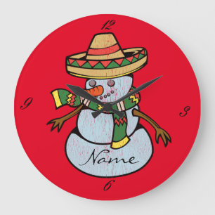 Mexican Sombrero Santa Thunder_Cove Large Clock
