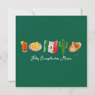 Mexican Spanish Happy Birthday, Feliz Cumpleaños Holiday Card