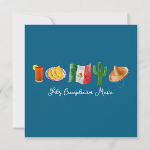 Mexican Spanish Happy Birthday, Feliz Cumpleaños Holiday Card