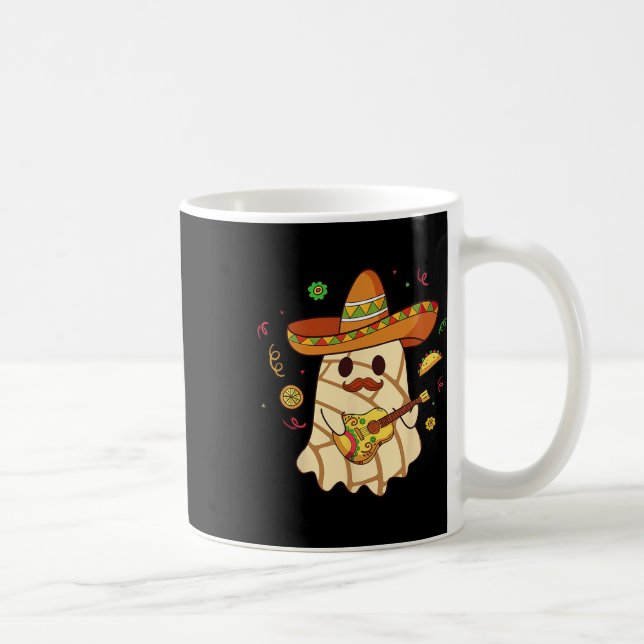 Mexican Spooky Ghost Play Guitar Conchas Pan Dulce Coffee Mug (Right)