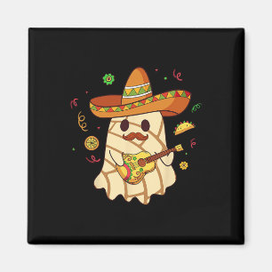 Mexican Spooky Ghost Play Guitar Conchas Pan Dulce Magnet