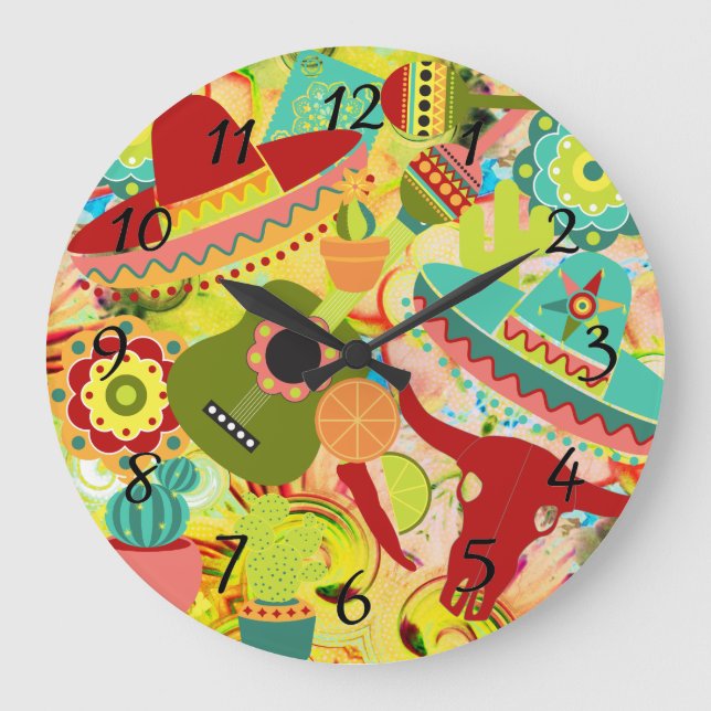 Mexican Street Party Wall Clock (Front)