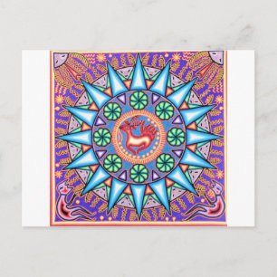 Mexican String Art Geometric Sun Postcard