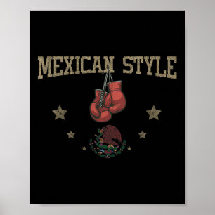 Mexican Style Boxing Eagle Holding A Snake Symbol Poster