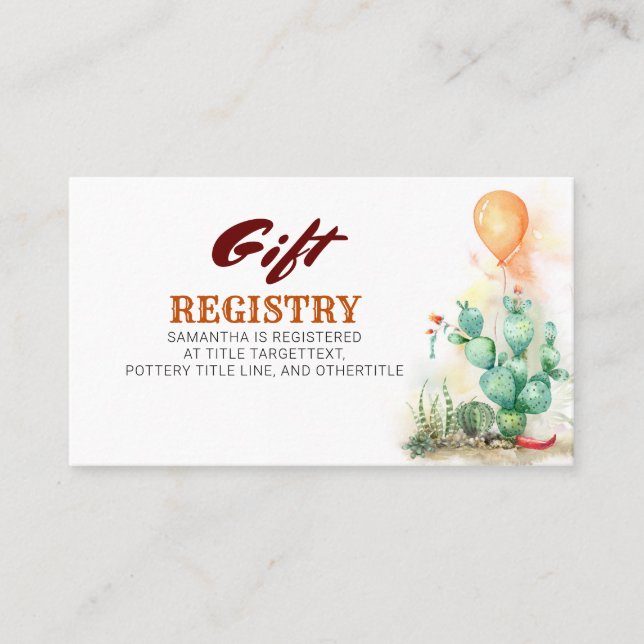 Mexican Style Gift Registry Card (Front)