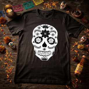 Mexican Sugar Skull 2 Black And White Men's T-Shirt