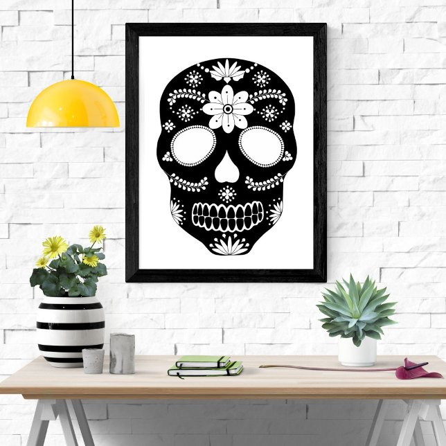 Mexican Sugar Skull Black And White Poster (Creator Uploaded)
