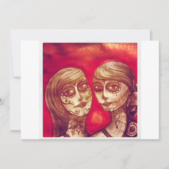 mexican sugar skull day of the dead fiestas party invitation (Front)