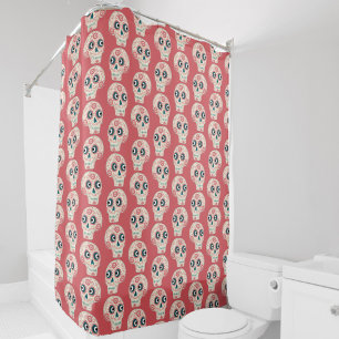 Mexican Sugar Skull Day of the Dead Orange Shower Curtain