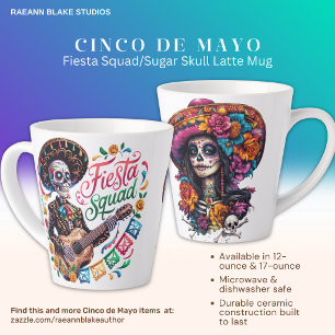 Mexican Sugar Skull Girl Fiesta Latte Mug