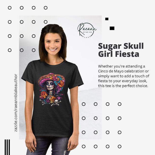 Mexican Sugar Skull Girl Fiesta T-Shirt (Creator Uploaded)