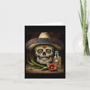 Mexican Sugar Skull Tequila Sombrero Cinco De Mayo Card