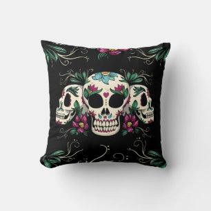 Mexican Sugar Skulls Throw Pillow