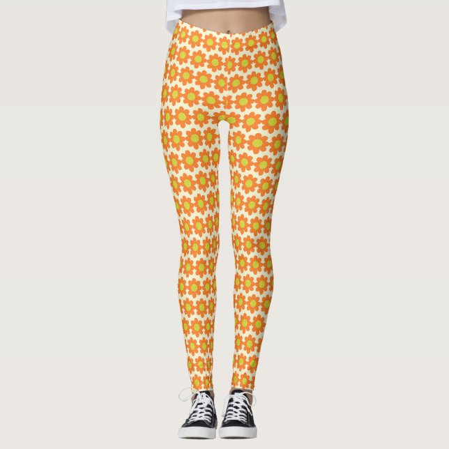 Mexican Sunflowers Day of the Dead Pattern Leggings (Front)