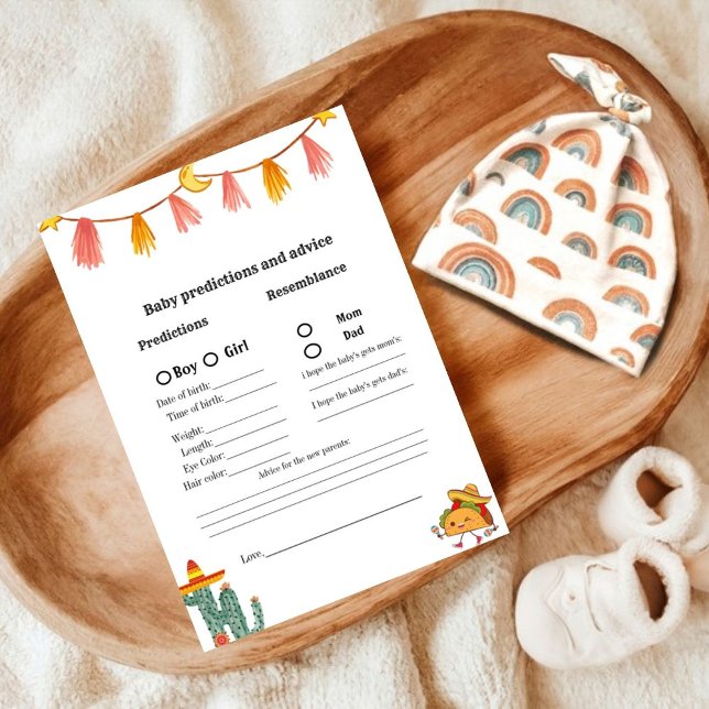 Mexican Taco baby prediction Baby Shower game Card (Creator Uploaded)