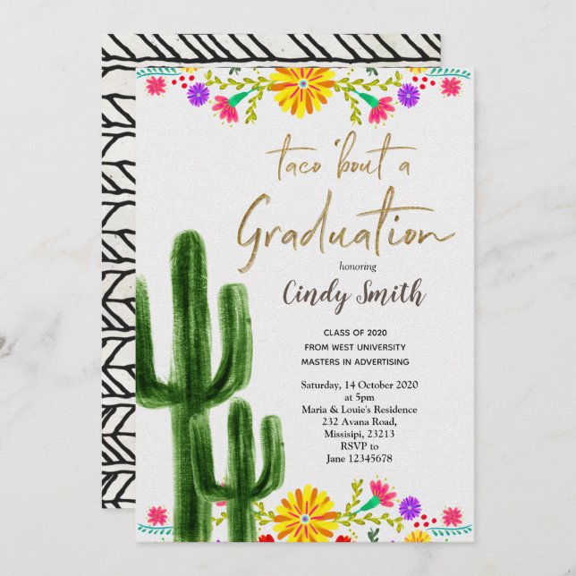 Mexican Taco bout a Graduation Party Invitation (Front/Back)