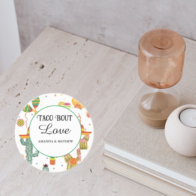 Mexican Taco Bout Love Bridal Shower Party Favour Coaster (Creator Uploaded)
