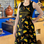 Mexican Taco Restaurant Abuela's Kitchen Custom<br><div class="desc">Fun apron featuring a pattern of Mexican Maracas, Tacos and sombreros set against a black background and two lines of custom text. Add a person's name, your Abuela's name, restaurant name, cafe or shop name or delete the text and rectangle and just use the pattern. Perfect for budding chefs, birthday...</div>