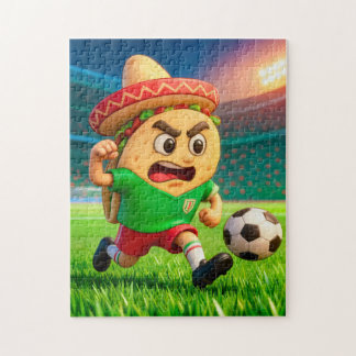 Mexican taco soccer player running across stadium jigsaw puzzle