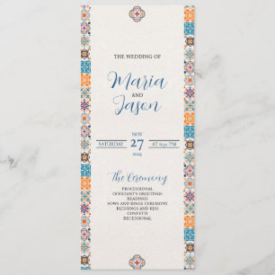 Mexican Talavera Colorful Floral Fiesta Wedding Programme