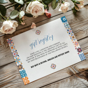 Mexican Talavera Colourful Floral Fiesta Wedding Enclosure Card