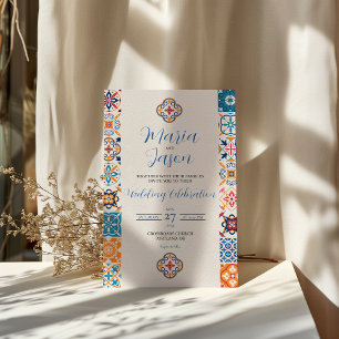 Mexican Talavera Colourful Floral Fiesta Wedding Invitation