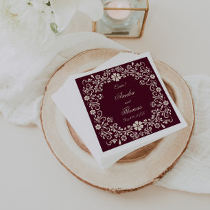 Mexican Talavera Deep Red Wedding  Napkin