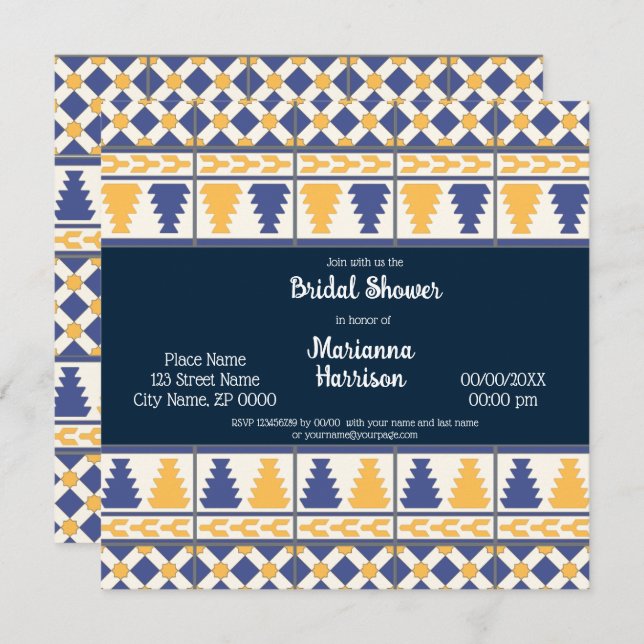 Mexican Talavera Design Bridal Shower Invitation (Front/Back)