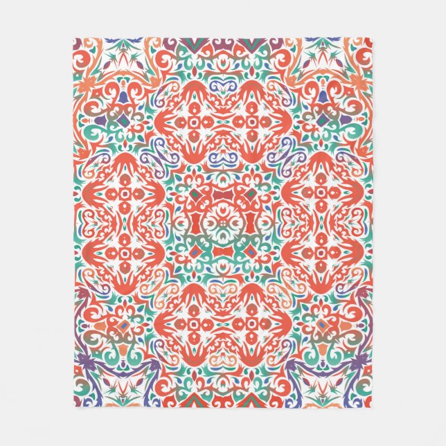 Mexican Talavera: Ethnic Tile Collage. Fleece Blanket (Front)