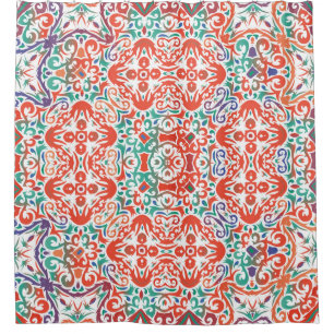 Mexican Talavera: Ethnic Tile Collage. Shower Curtain