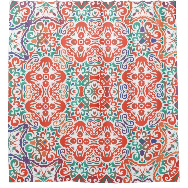 Mexican Talavera: Ethnic Tile Collage. Shower Curtain (Front)