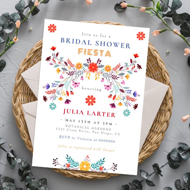 Mexican Talavera Floral Fiesta Bridal Shower Invitation (Creator Uploaded)