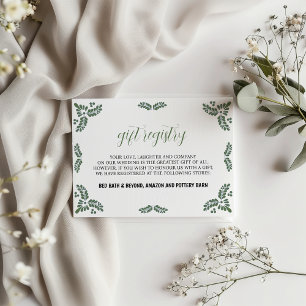 Mexican Talavera Green Floral Minimalist Wedding Enclosure Card