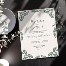 Mexican Talavera Green Floral Minimalist Wedding