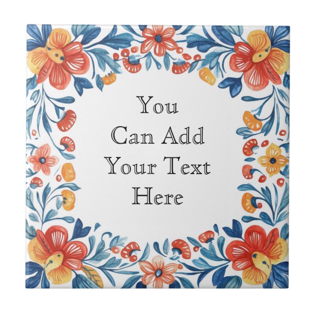 Mexican Talavera Hacienda Style Frame Tile (Front)