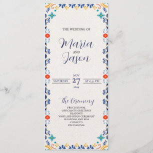 Mexican Talavera Majolica Floral Aesthetic Wedding Programme