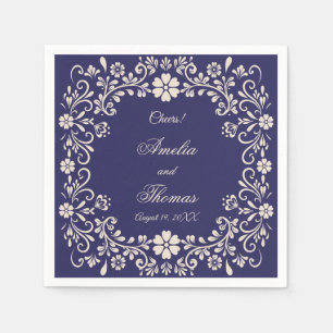 Mexican Talavera Navy Blue Wedding  Napkin