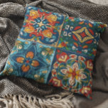 Mexican Talavera Pottery Tile Fiesta Cushion<br><div class="desc">This design may be personalised by choosing the Edit Design option. You may also transfer onto other items. Contact me at colorflowcreations@gmail.com or use the chat option at the top of the page if you wish to have this design on another product or need assistance with this design. See more...</div>