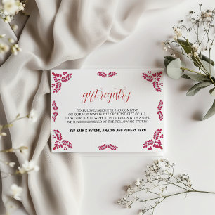 Mexican Talavera Red Floral Minimalist Wedding Enclosure Card