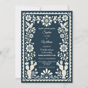 Mexican Talavera Sage Green Wedding Invitation
