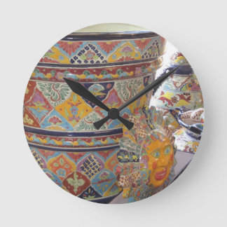 Mexican Talavera style pottery Round Clock