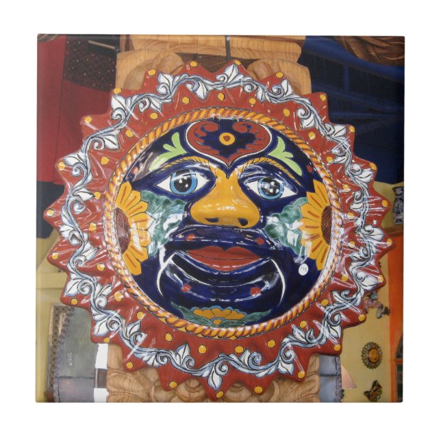 Mexican Talavera style sun Tile (Front)