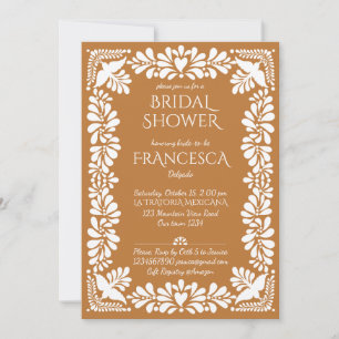 Mexican talavera terracotta bridal shower invitation