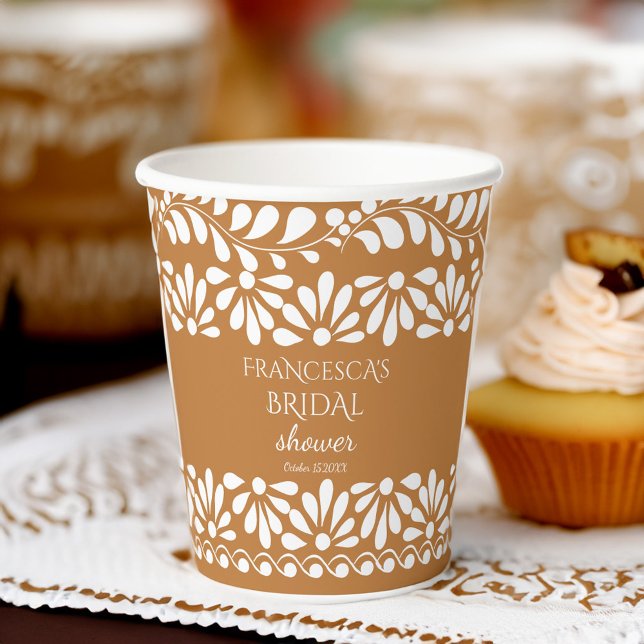 Mexican talavera terracotta bridal shower monogram paper cups (Mexican talavera terracotta bridal shower monogrammed paper cups personalized party cups)