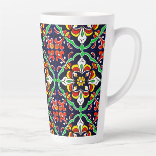 Mexican Talavera Terracotta Tile Design No. 2 Latte Mug