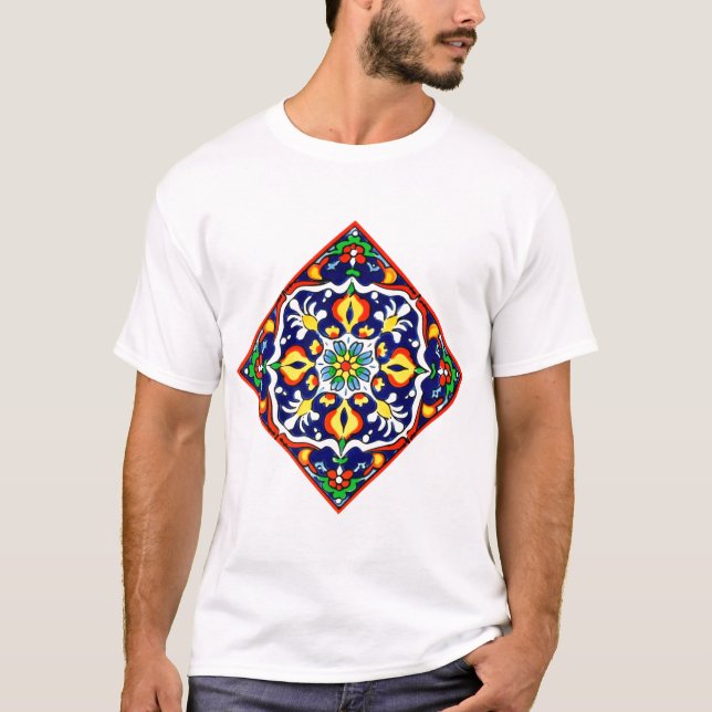 Mexican Talavera Terracotta Tile Design No. 3 T-Shirt (Front)