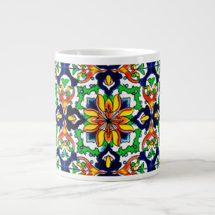 Mexican Talavera Terracotta Tile Design No. 6 Large Coffee Mug