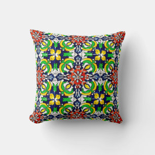 Mexican Talavera Terracotta Tile Design No. 7 Cushion