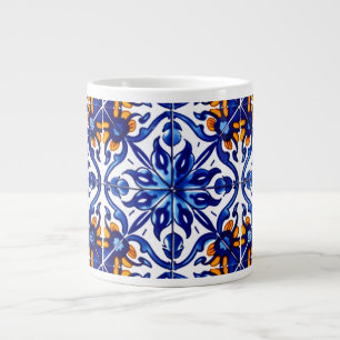 Mexican Talavera Terracotta Tile Design No. 8 Large Coffee Mug