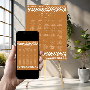 Mexican talavera terracotta wedding party seating poster